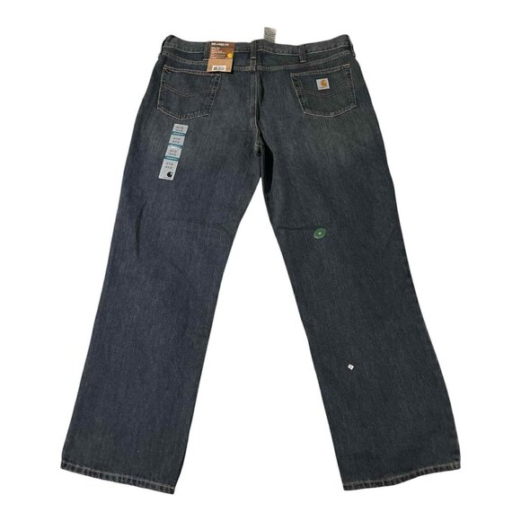 Carhartt Holter Jeans Mens 44x32 Blue Denim Relaxed Fit Straight Leg Workwear - Picture 2 of 10